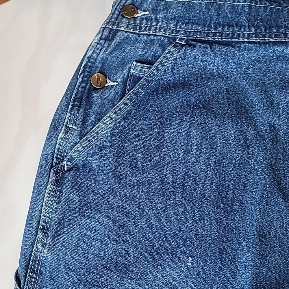 carhartt Men Vintage Workwear Overalls Loose Fit Carpenter Blue Jean 42x32 EUC - Picture 3 of 16